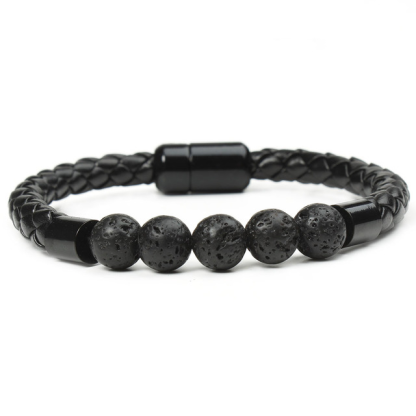 Jessemade Vintage Stone Beaded PU Rope Men Bracelet-Jessemade AU