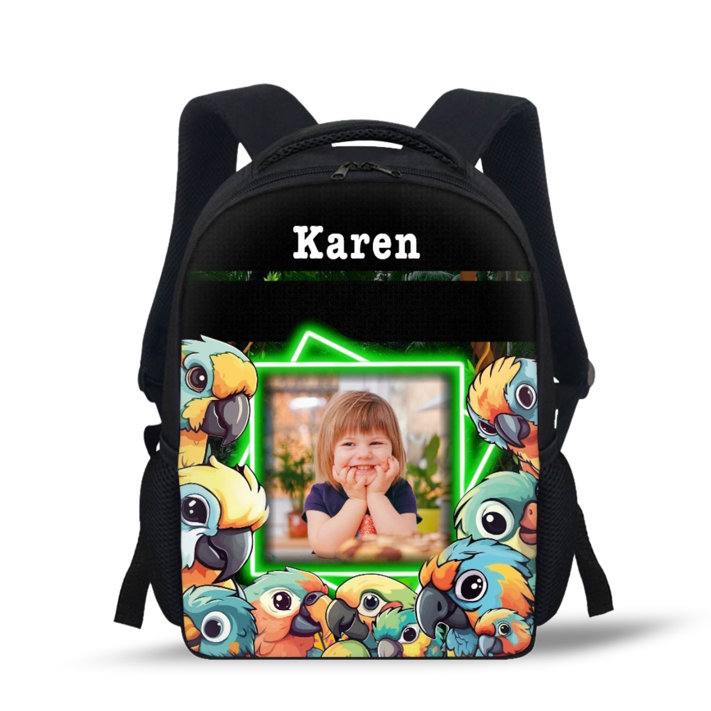 Personalised School Bag Custom Name And Photo Schoolbag Parrot Backpack for Kids-Jessemade AU