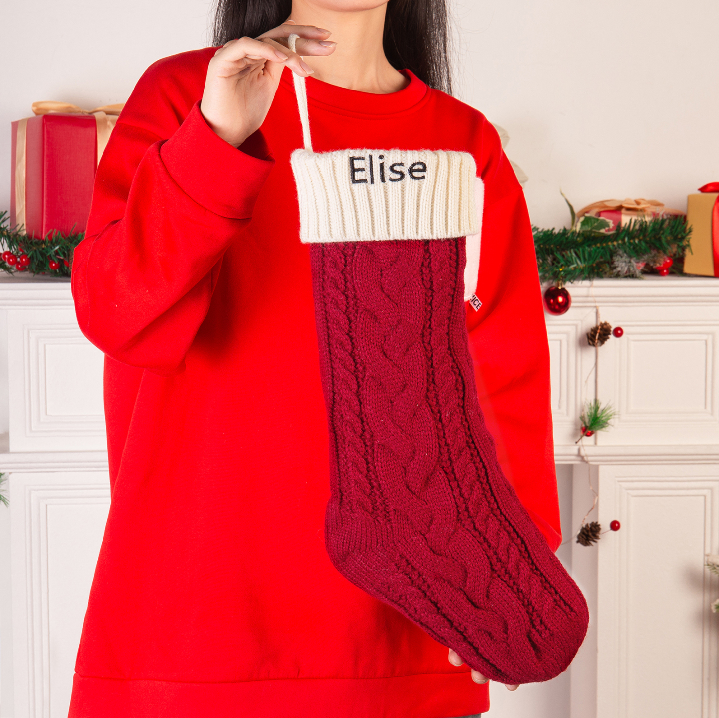 Personalised Christmas Stocking Ornaments Custom 1 Name Xmas Stocking Gifts for Family Friends-Jessemade AU