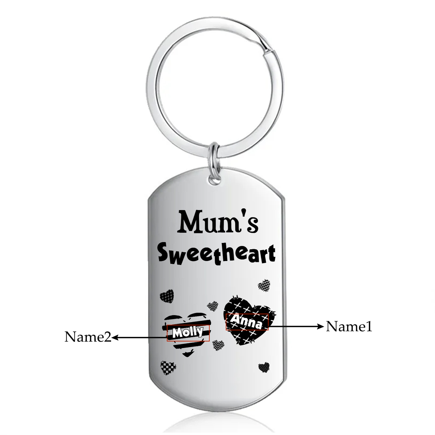 Personalised 2 Names Keychain Hearts Family Keychain Mother's Day Gift - Mum's Sweetheart-Jessemade AU