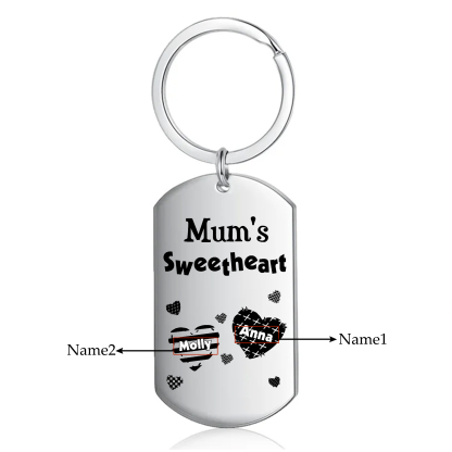 Personalised 2 Names Keychain Hearts Family Keychain Mother's Day Gift - Mum's Sweetheart-Jessemade AU