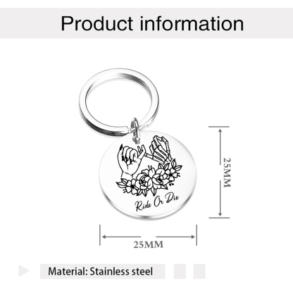 Personalised Round Keychain Custom Text Pinky Swear Keyring Gift For Friend/Sister/Bestie-Jessemade AU