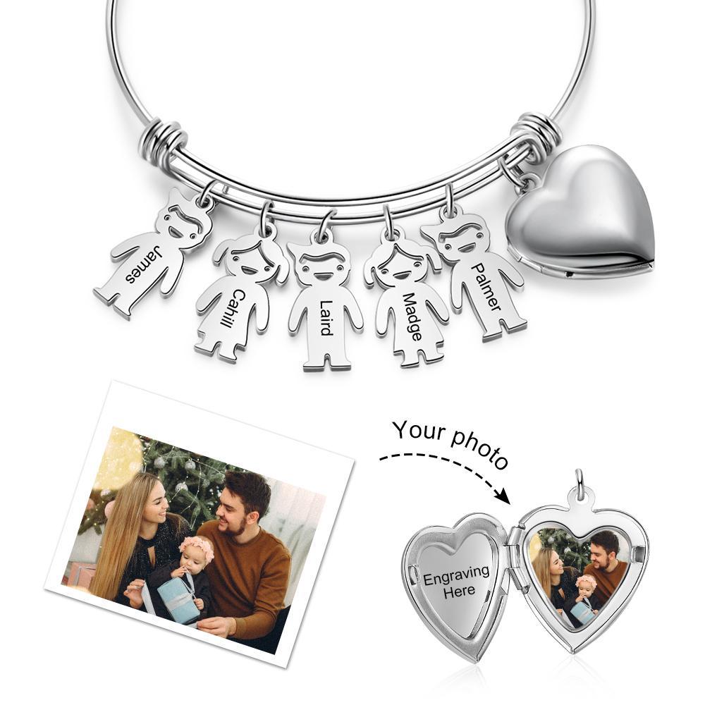 Personalised Heart Photo Locket Bracelet Custom Photo Bracelet Gifts For Mother-Jessemade AU