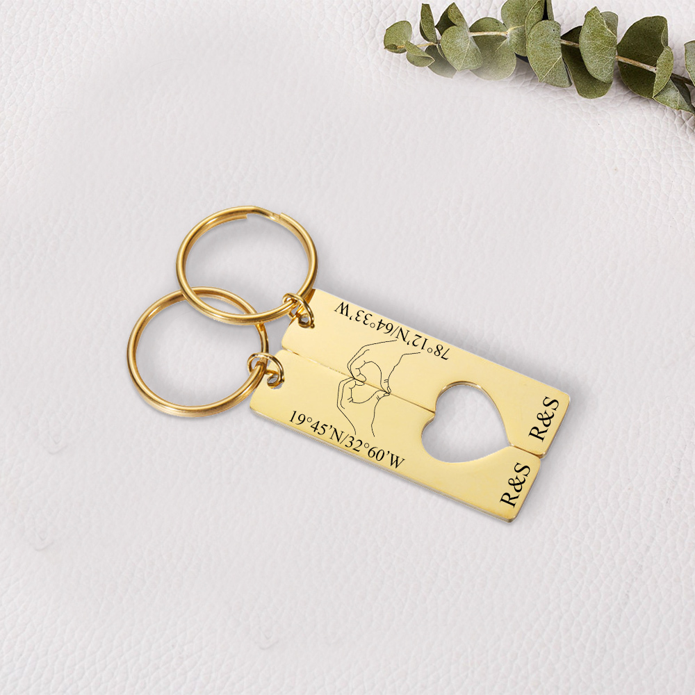 Personalised Couple Keychain Set Customised Letters & Text Matching Keyring Valentine's Day Gift for Couples-Jessemade AU