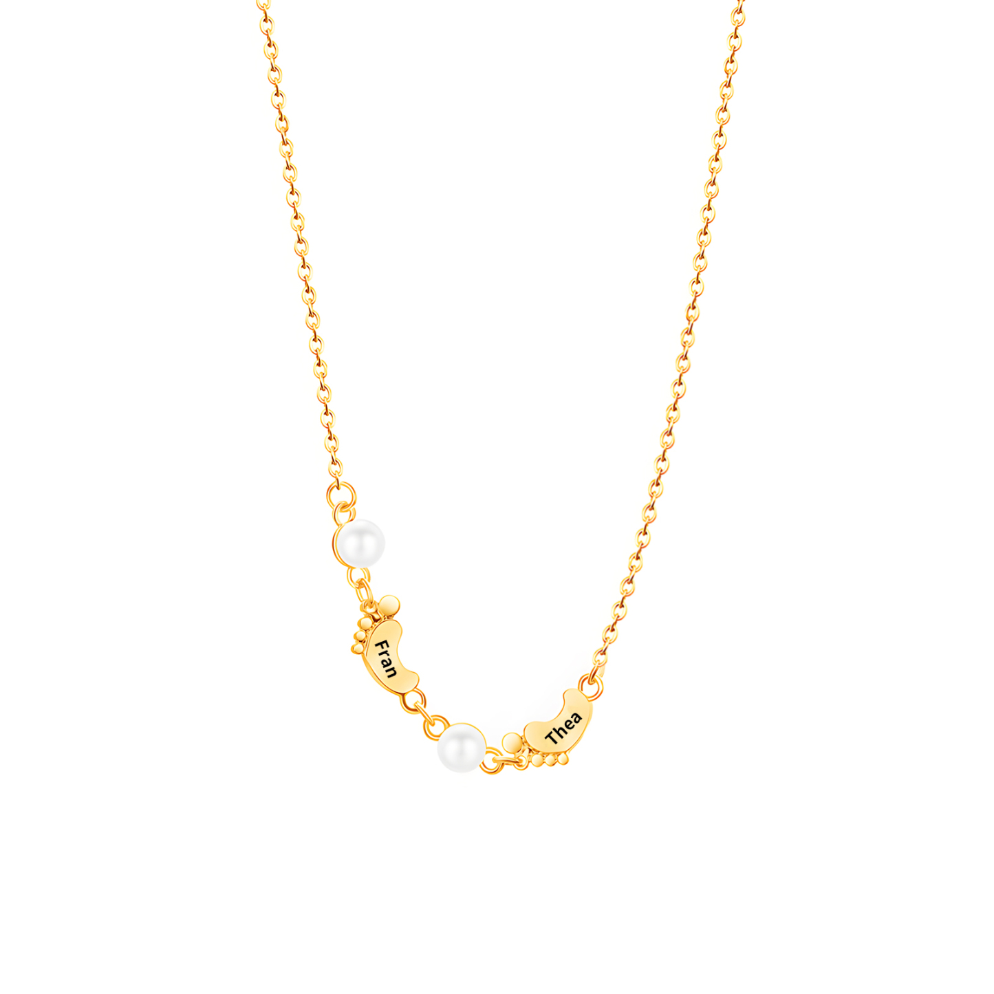 Personalised 2 Names Baby Feet Necklace Custom Pearl Necklace Mother's Day Gift for Her-Jessemade AU