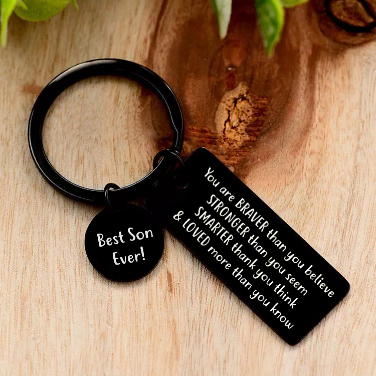 To My Son Keychain Love Gift "You Are Braver Than You Believe"-Jessemade AU
