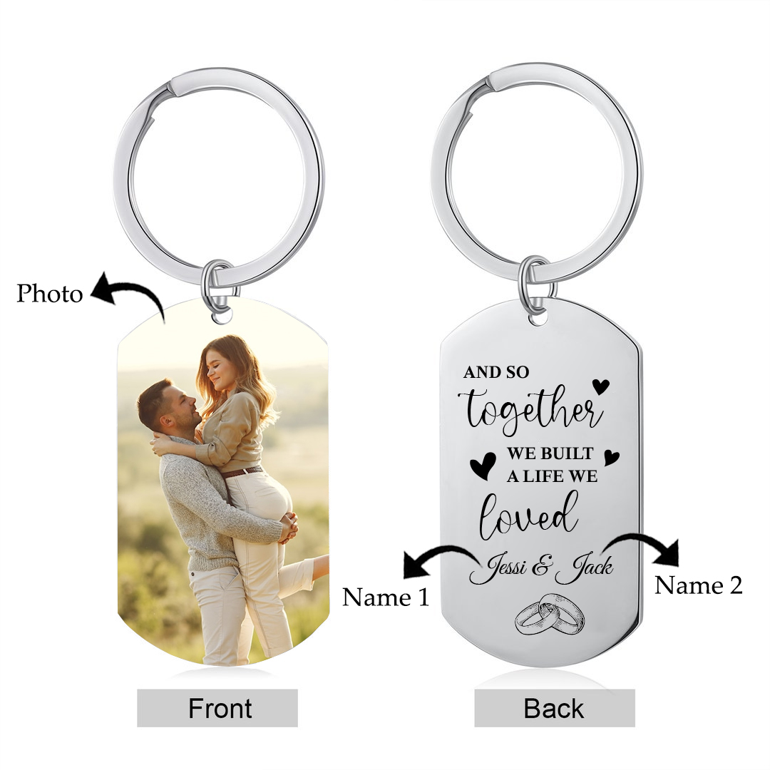 Personalised Photo Keychain for Couple "AND SO TOGETHER WE BUILT A LIFE WE LOVED" Valentine's Day Gift-Jessemade AU