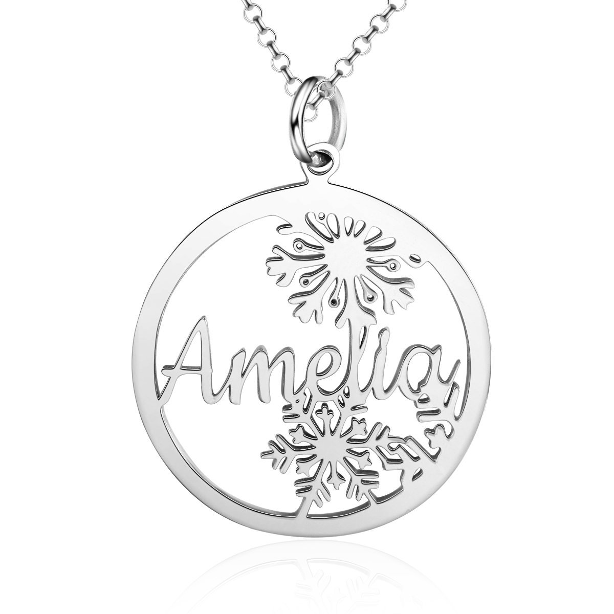 Personalised Snowflake Necklace Custom 1 Name Necklace Gift For Women-Jessemade AU