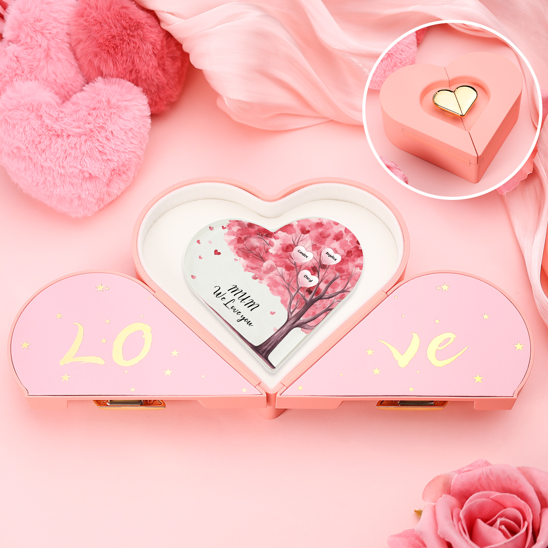 3 Names - Personalised Acrylic Heart Keepsake Custom Text Pink Tree Ornaments Gifts for Grandma/Mother-Jessemade AU