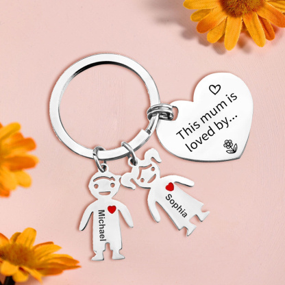 2 Names - Personalised Keychain with Kid Charm Engraved Names Keychain Mother's Day Gift for Mum-Jessemade AU