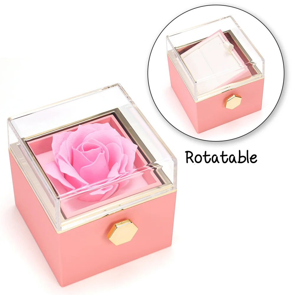Rotatable Jewelry Box Enchanted Rose Jewelry Gift Package-Jessemade AU