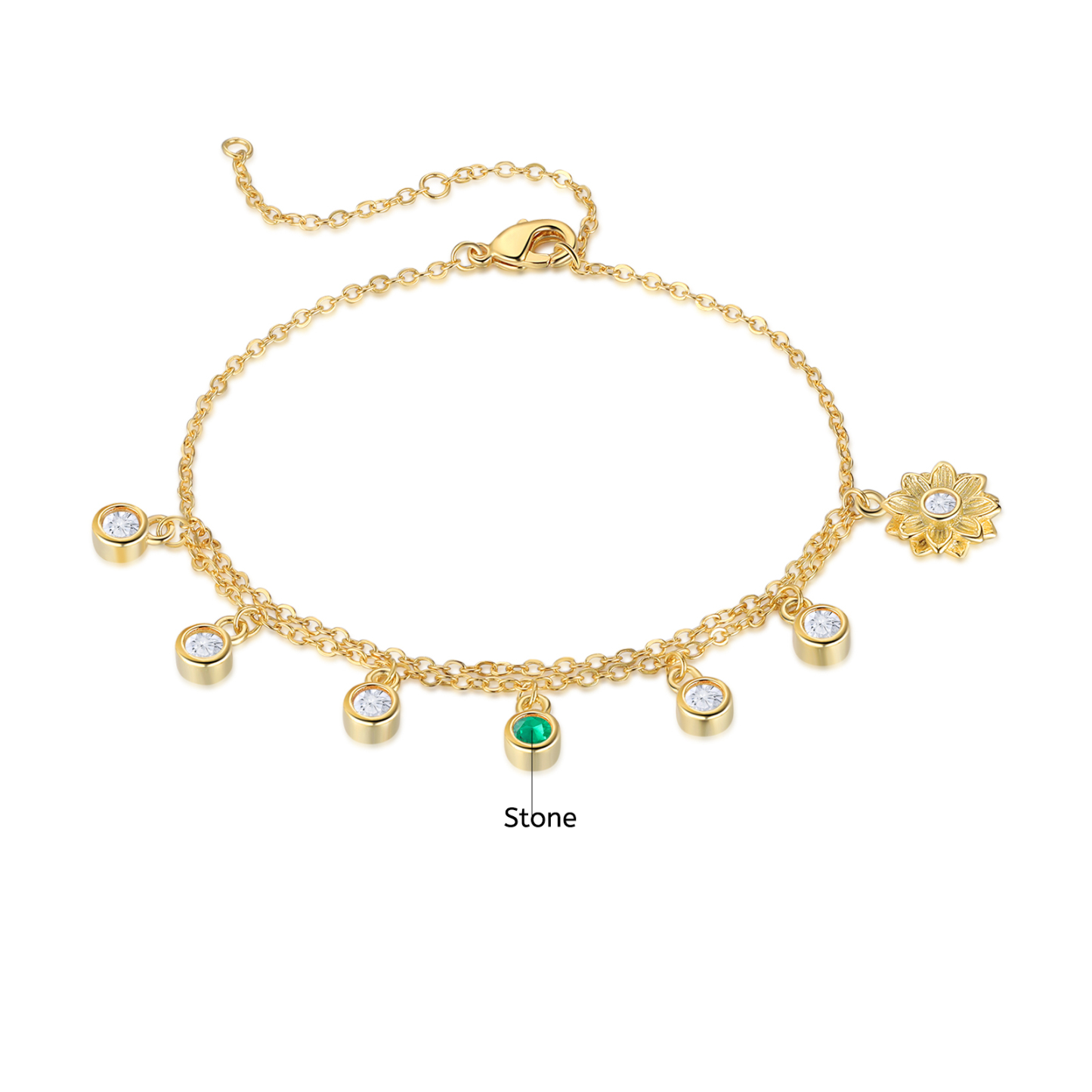 Personalised Women's Bracelet Custom 1 Birthstone Bracelet Gold Adjustable Bracelet Mother's Day Gift for Her-Jessemade AU