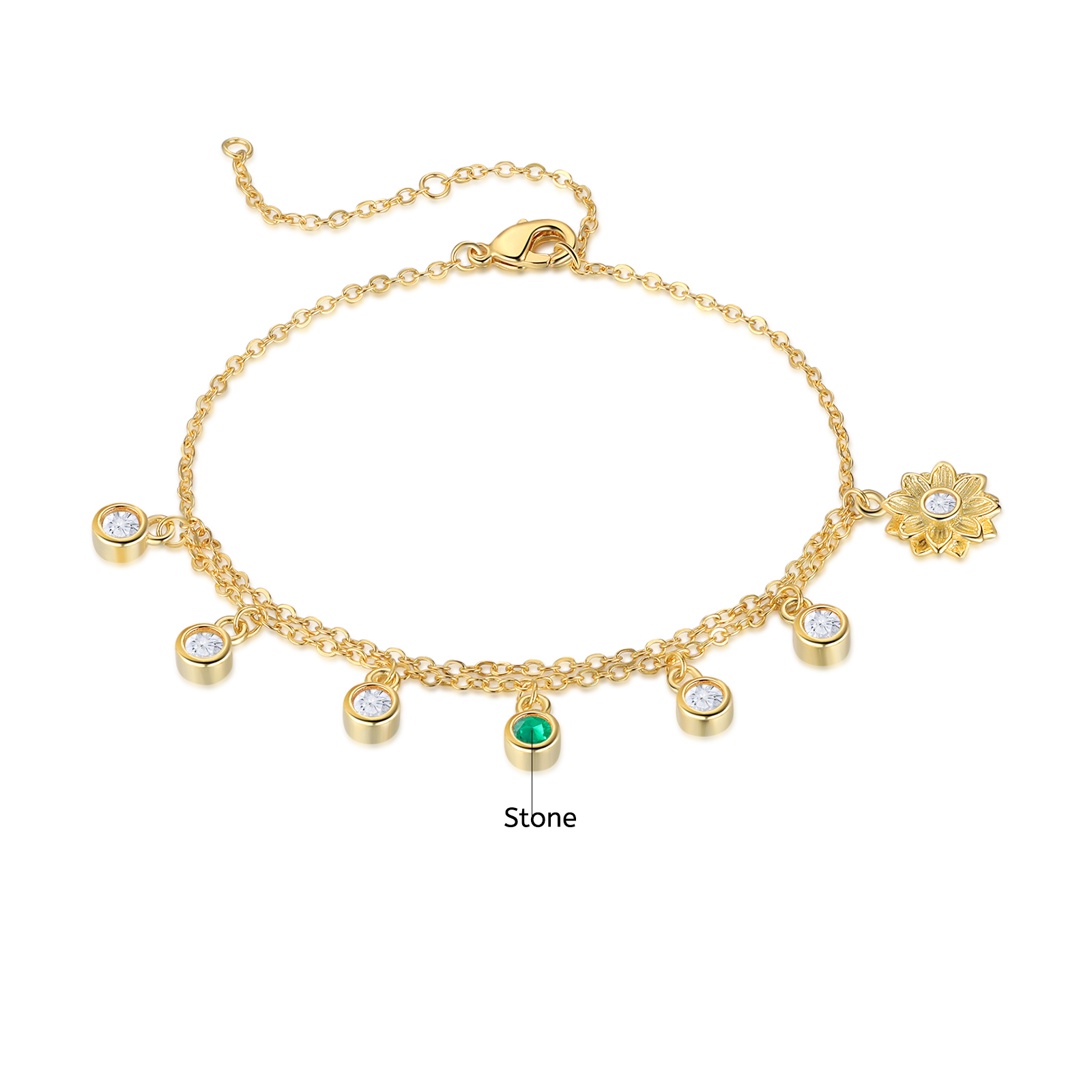 Personalised Women's Bracelet Custom 1 Birthstone Bracelet Gold Adjustable Bracelet Mother's Day Gift for Her-Jessemade AU