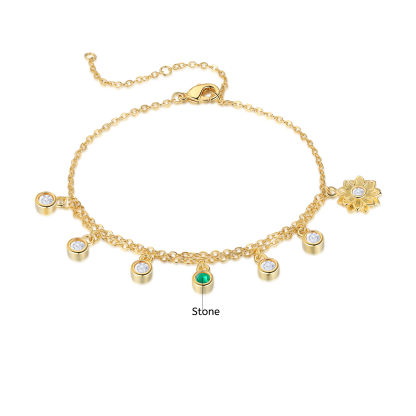 Personalised Women's Bracelet Custom 1 Birthstone Bracelet Gold Adjustable Bracelet Mother's Day Gift for Her-Jessemade AU