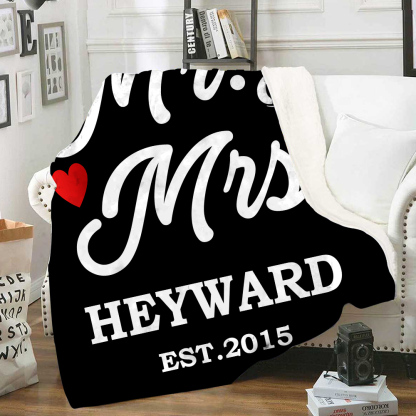 Personalised Couple Blanket Customised Text & Date Blanket Valentine's Day Gift for Him/Her-Jessemade AU