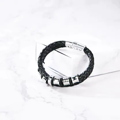 To My Grandson, Inspirational Leather Bracelet Bangle with Message Card Gifts For Men-Jessemade AU