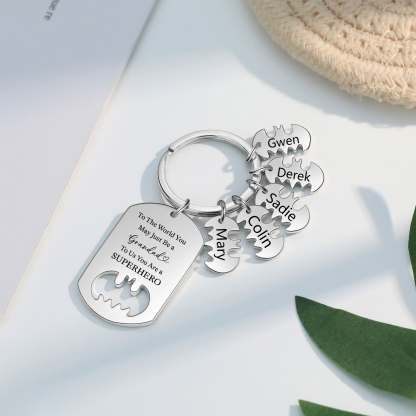 You Are A Superhero Keychain Personalised 5 Names Bat Keychain Engraved Gift for Dad/Grandpa/Grandad/Mom/Mum-Jessemade AU