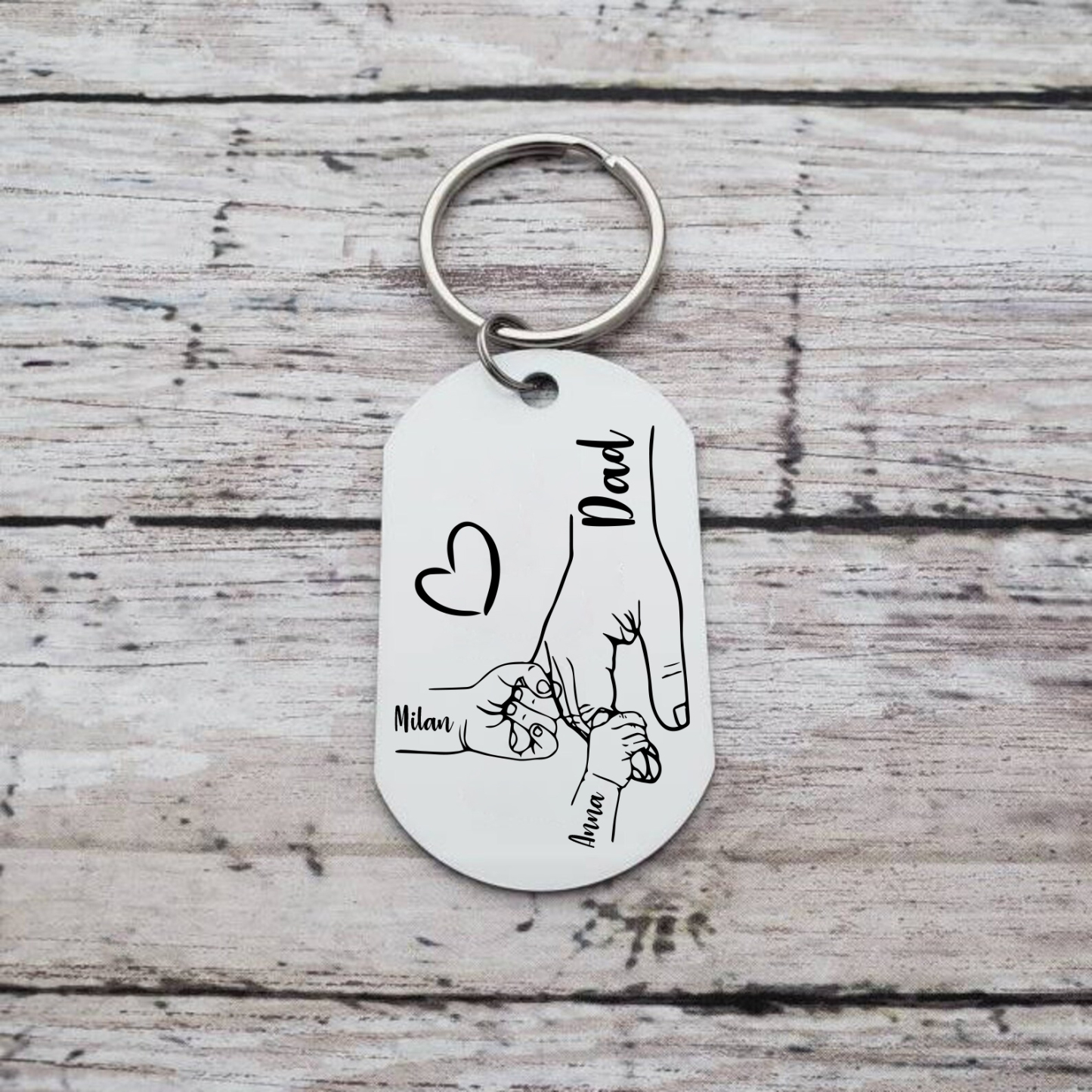 2 Names - Personalised Name Keychain Holding Hands Keychain Father's Day Gifts For Dad-Jessemade AU