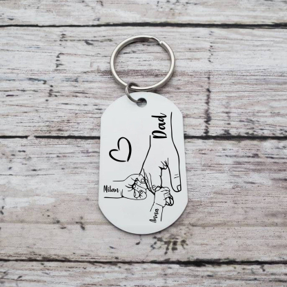 2 Names - Personalised Name Keychain Holding Hands Keychain Father's Day Gifts For Dad-Jessemade AU