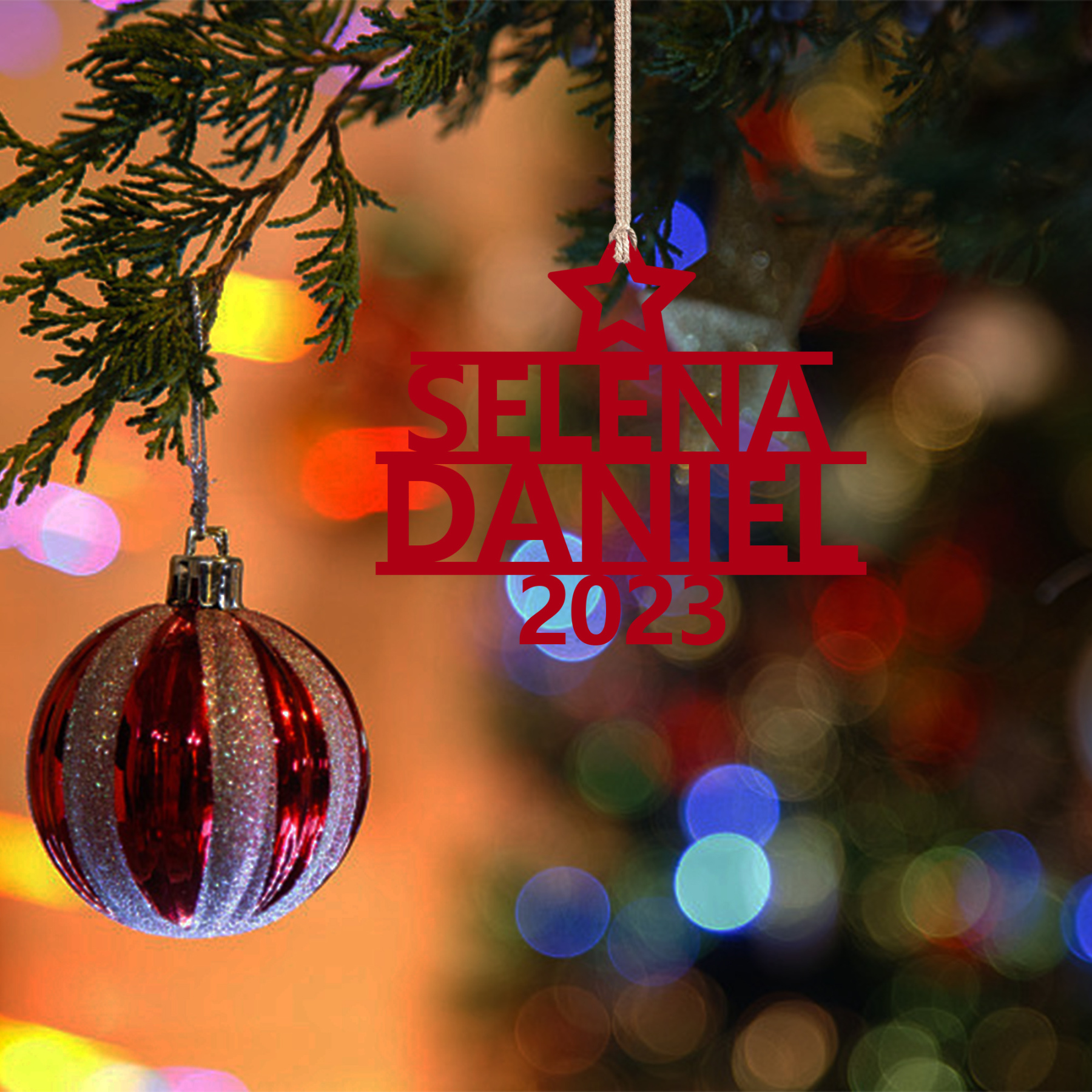 2 Names - Personalised Christmas Tree Ornaments Customised Name Xmas Wooden Decor Gifts for Family Friends-Jessemade AU