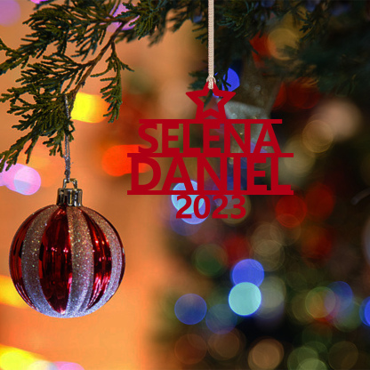 2 Names - Personalised Christmas Tree Ornaments Customised Name Xmas Wooden Decor Gifts for Family Friends-Jessemade AU