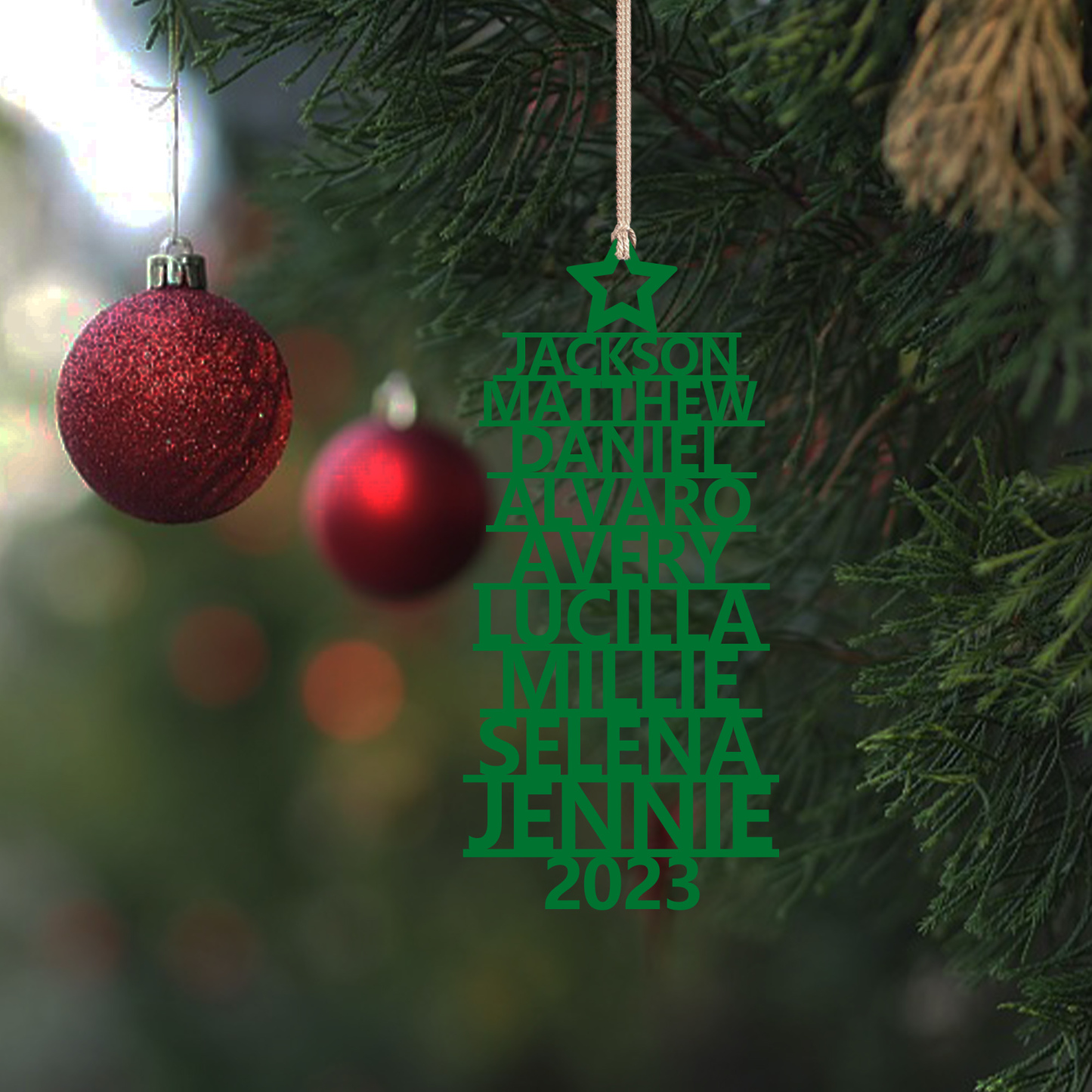 9 Names - Personalised Christmas Tree Ornaments Customised Name Xmas Wooden Decor Gifts for Family Friends-Jessemade AU