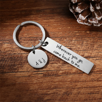 Personalised Couple Keychain Custom Name Keyring "Wherever You Go, Come Back To Me" Valentine's Day Gifts-Jessemade AU