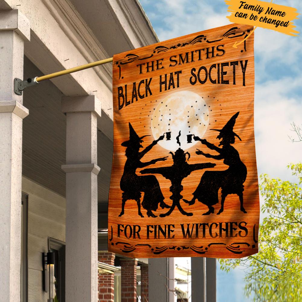 Personalised Halloween Witch Black Hat Society Garden Flag-Jessemade AU