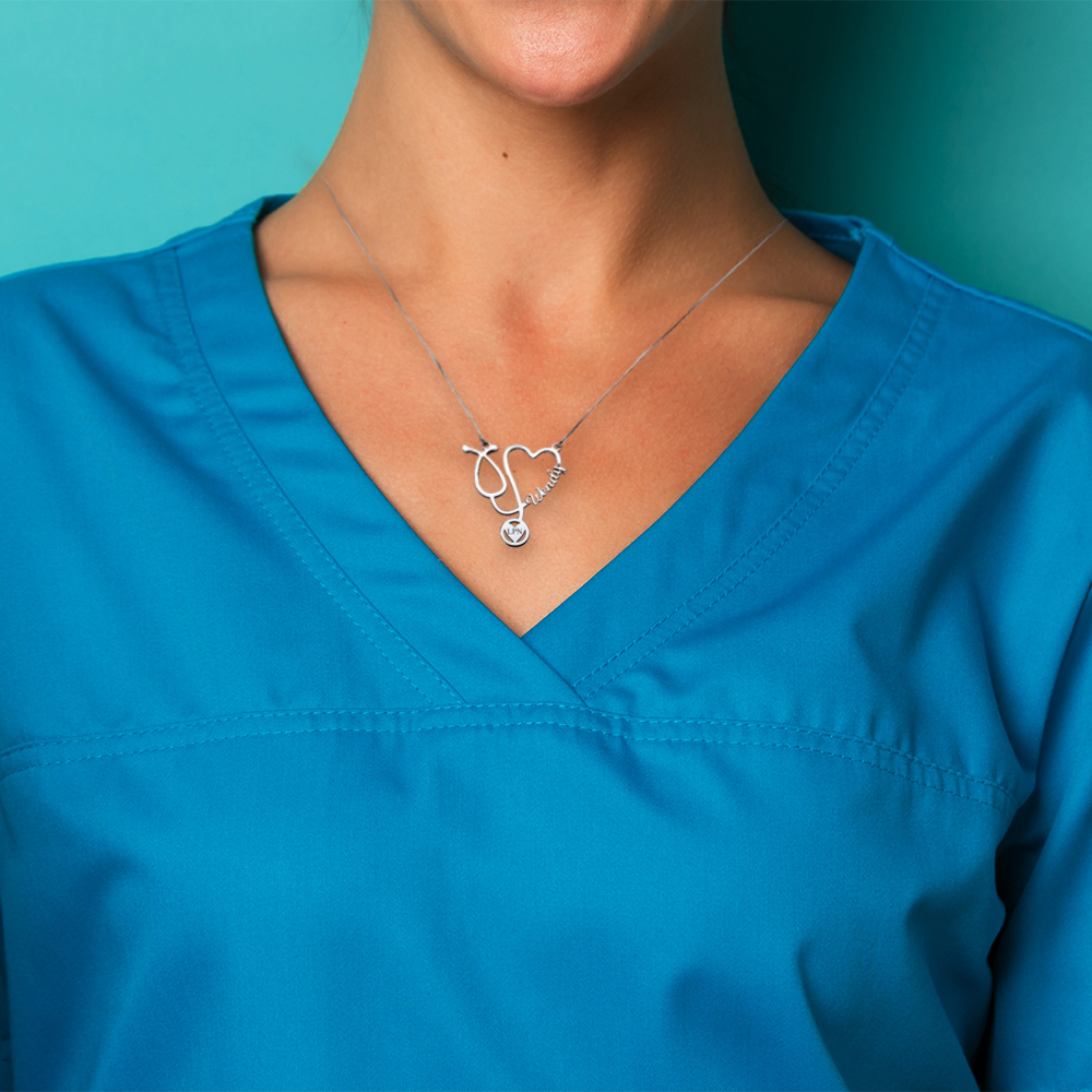 To My Nurse Lover-Personalised Heart Charm Necklace Custom 1 Name Necklace For Her-Jessemade AU