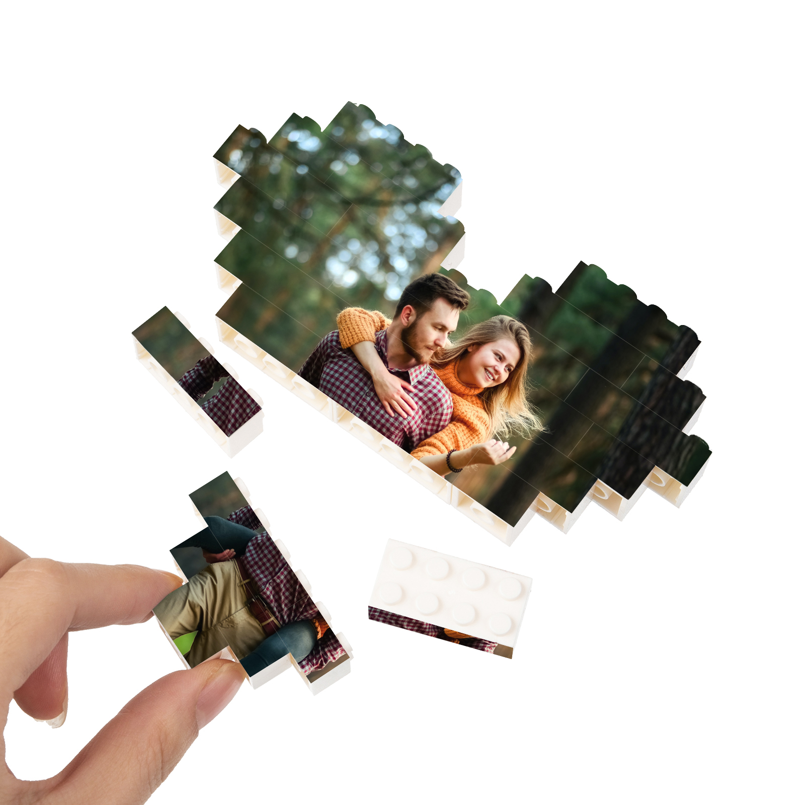 Happy Mother's Day Personalised Heart Shape Building Blocks Puzzle Photo Brick Square Shape Puzzle DIY Gift - Double Layers-Jessemade AU