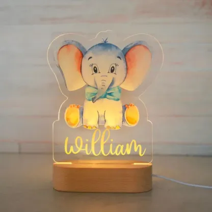 Personalised Elephant Night Light Custom Name LED Lamp Baby Gift for Kids-Jessemade AU