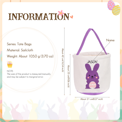 Personalised Bunny Tote Bag Custom Name Bunny Bucket Bag Easter Gifts-Jessemade AU