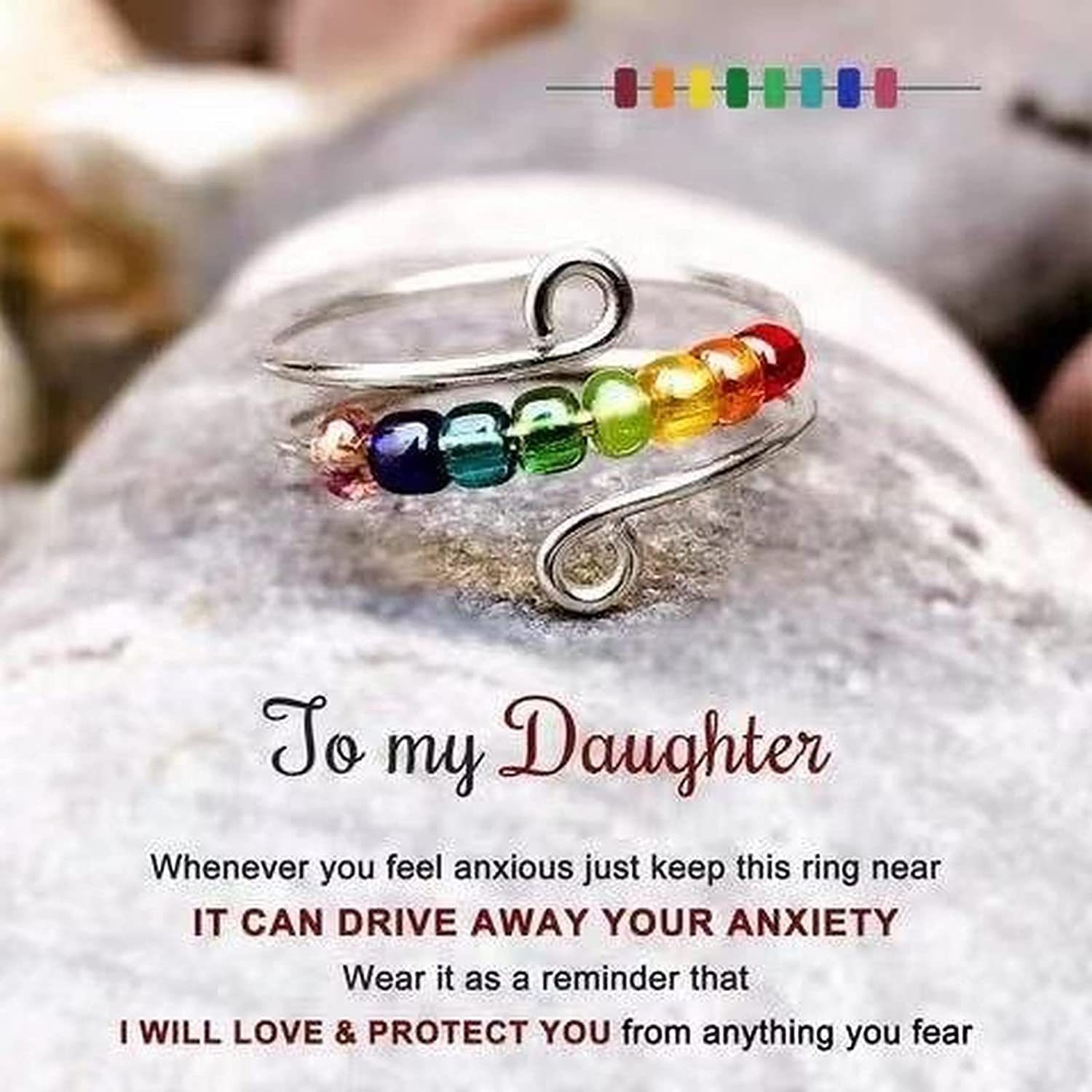 To My Daughter - Drive Away Your Anxiety Layer Coloured Beads Fidget Ring Gifts For Daughter-Jessemade AU