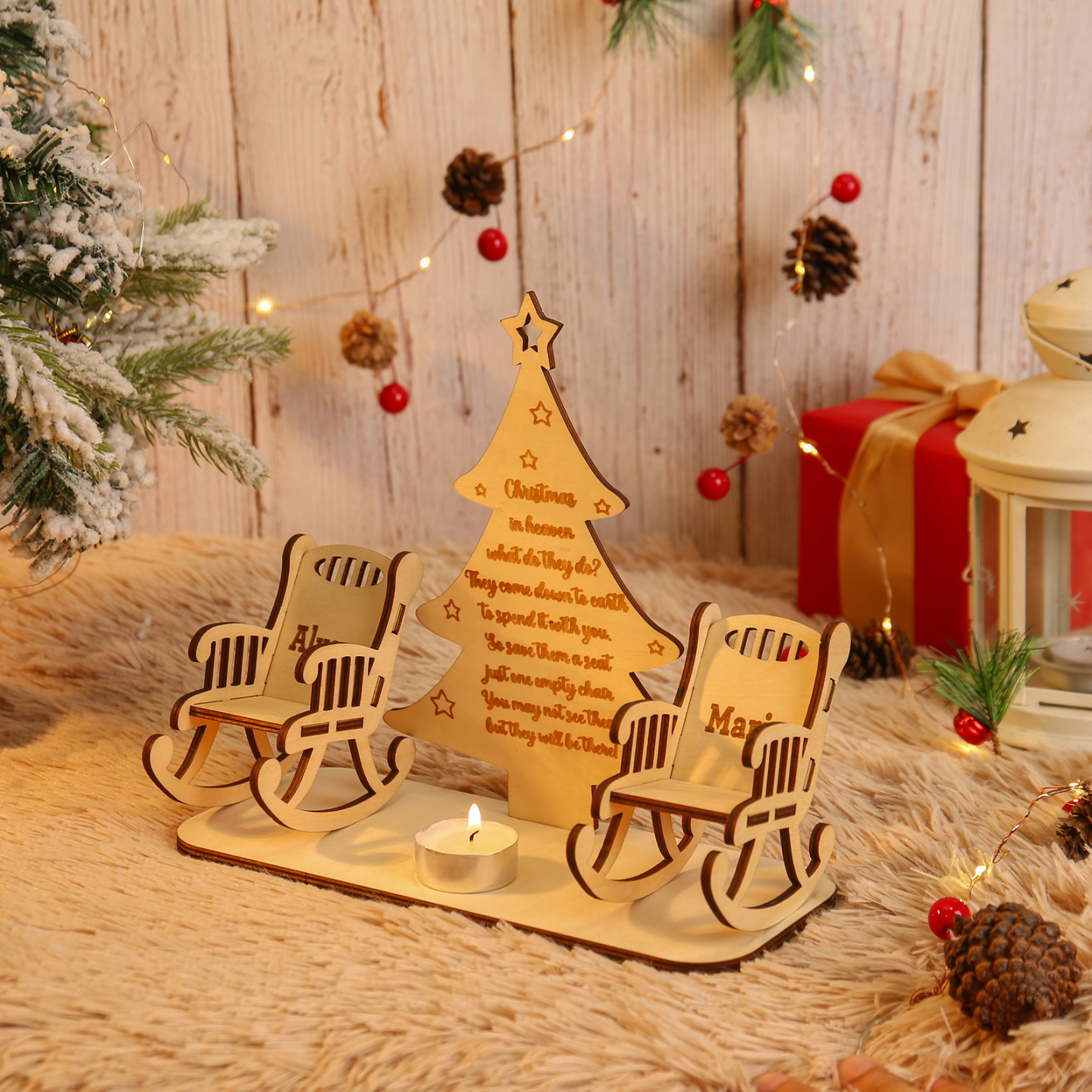 Christmas in Heaven Rocking Chair Ornament Custom 2 Names Memorial Gifts-Jessemade AU