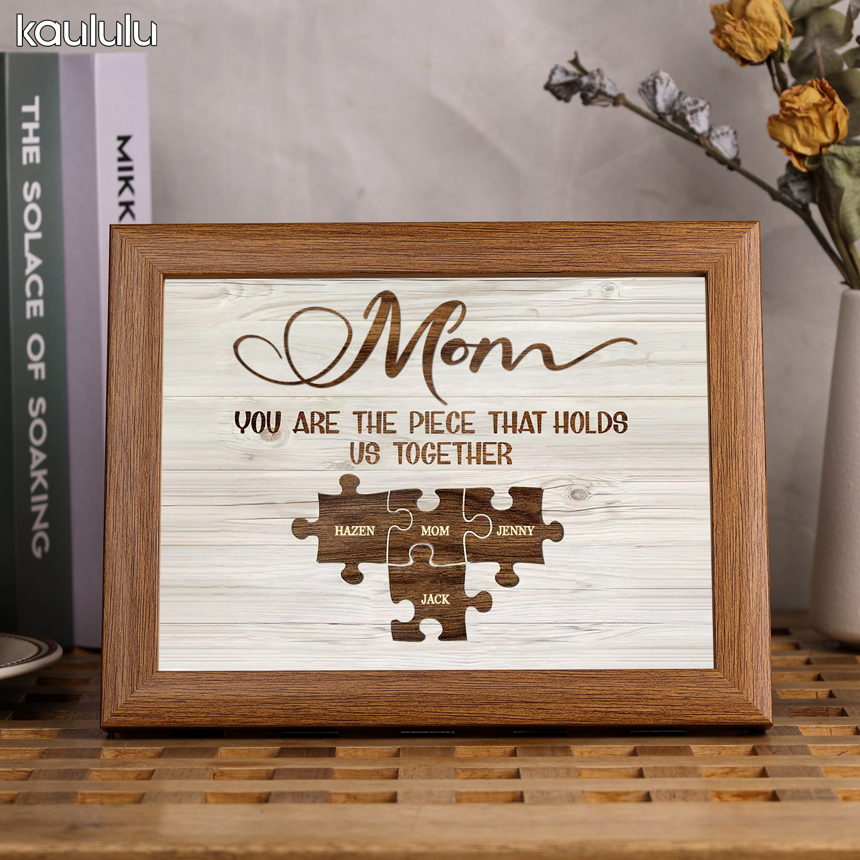 Personalised Puzzle Picture Frame With Light Custom 5 Names Home Decor - You are the piece that holds us together-Jessemade AU
