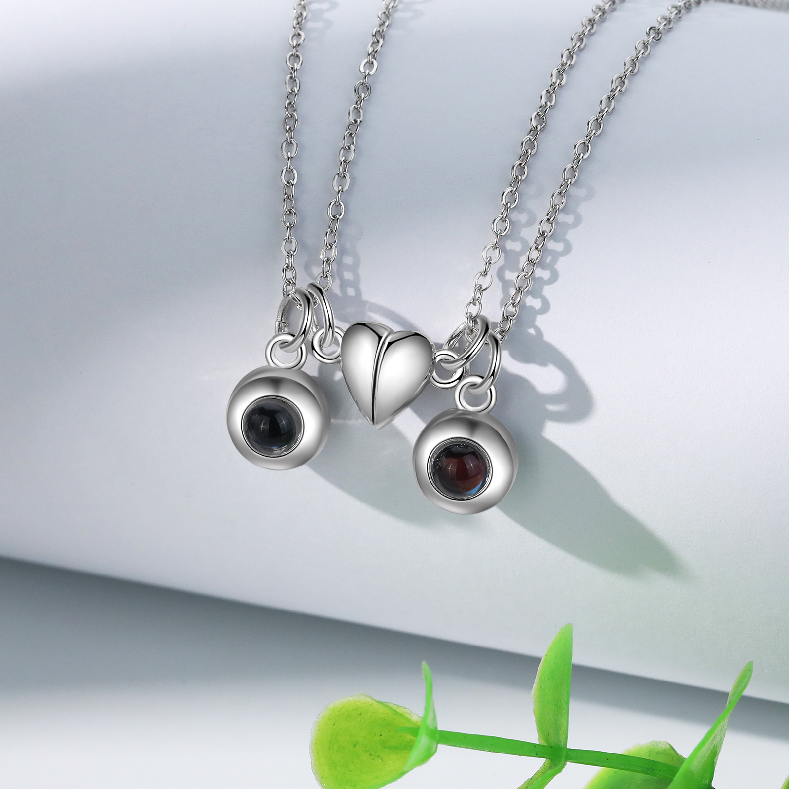Personalised Photo Projection Necklace Magnetic Necklace Set Gift for Couples-Jessemade AU
