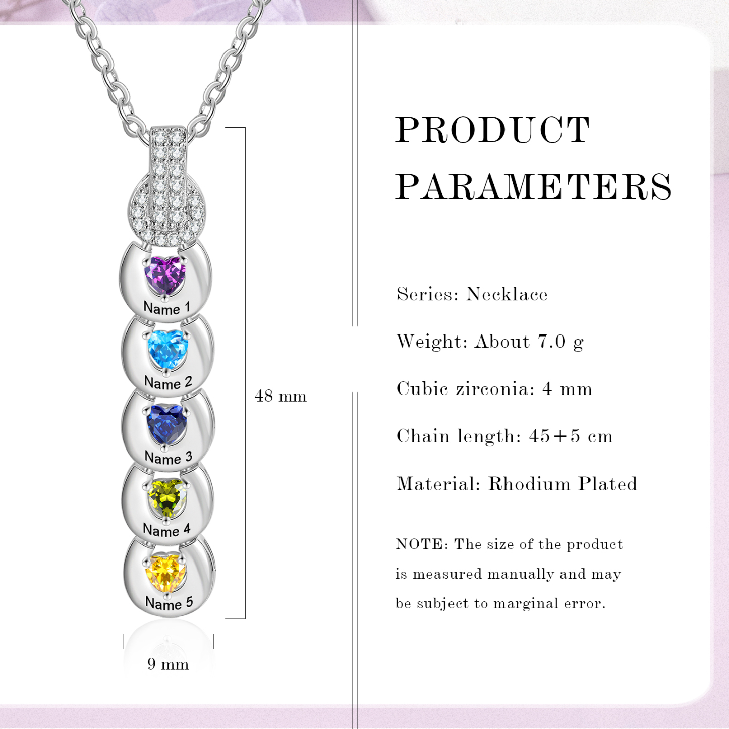 Custom Family Necklace Cascading Pendant with 5 Birthstones Engraving 5 Names Gifts for Her-Jessemade AU