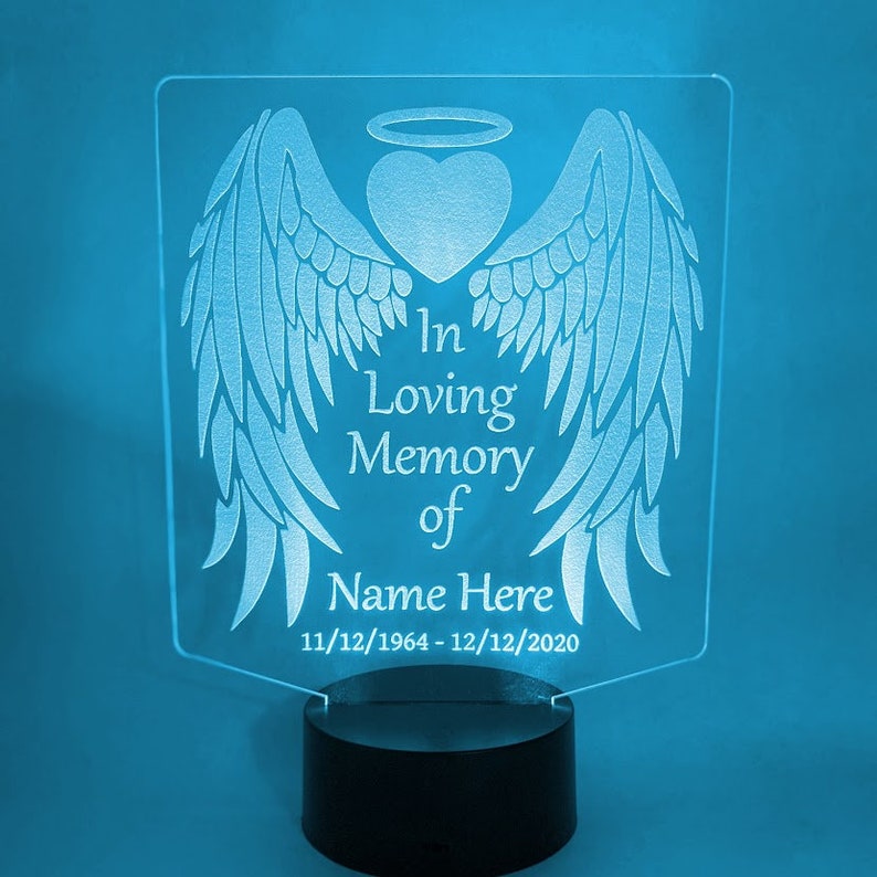 Personalised 7 Colours Changing Night Light Custom Name Wings Memorial LED Lamp Gifts For Lover-Jessemade AU