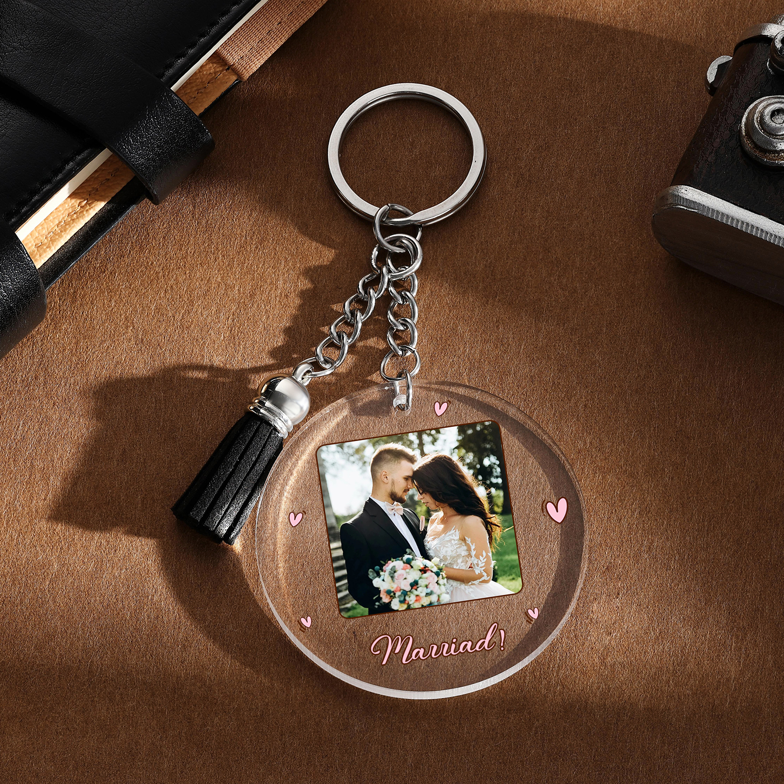 Personalised Couple Keyring Custom Photo & Name Acrylic Keychain Valentine's Day Anniversary Gift for Couples-Jessemade AU