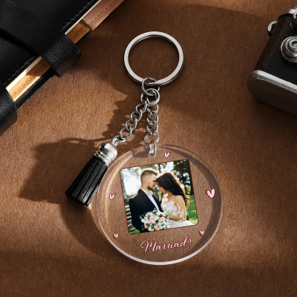 Personalised Couple Keyring Custom Photo & Name Acrylic Keychain Valentine's Day Anniversary Gift for Couples-Jessemade AU