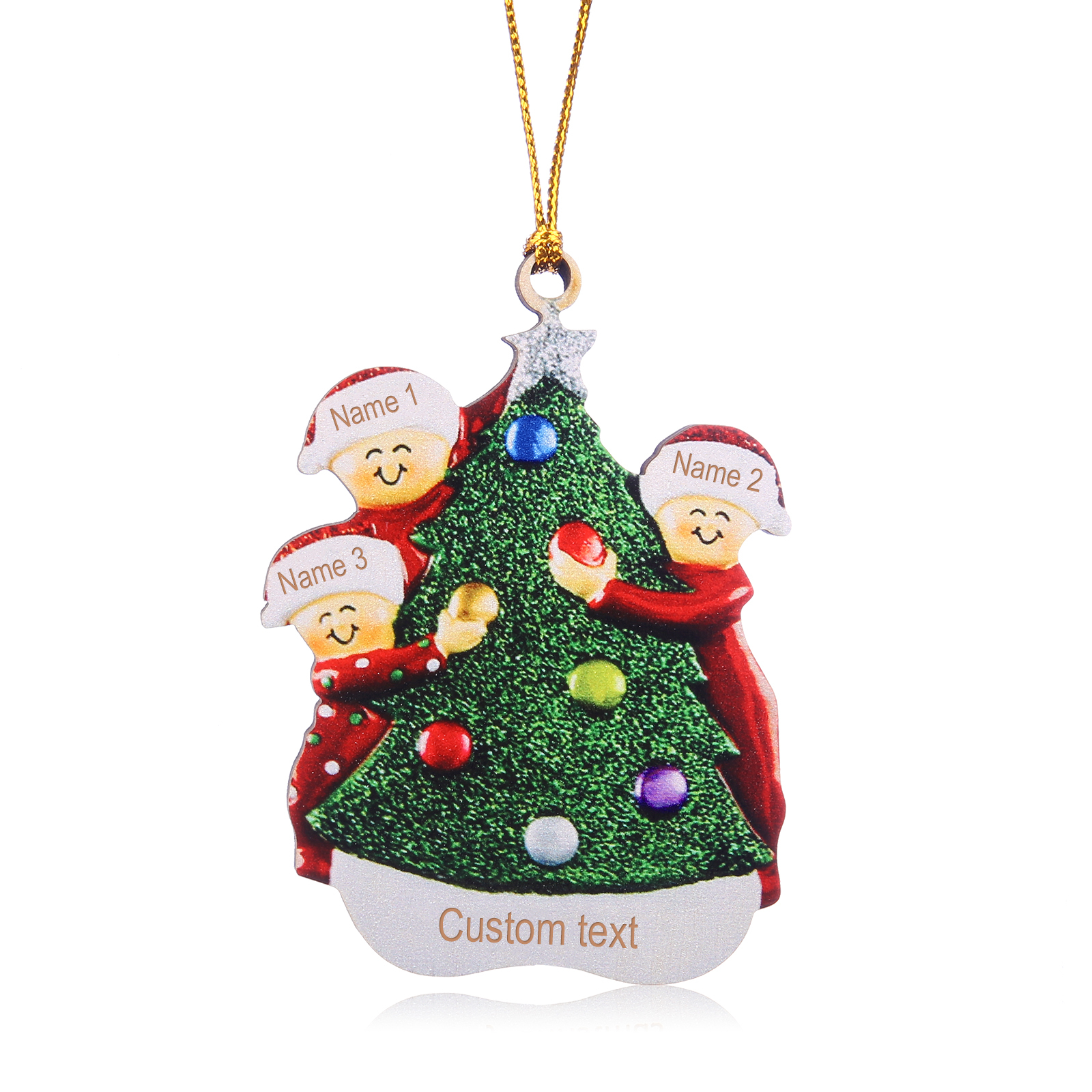 3 Names - Personalised Wooden Christmas Ornaments Custom Text & Name Xmas Pendant Gifts for Family-Jessemade AU