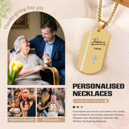 Personalised Men's Necklace Engraved Name & Date & Text Dog Tag Necklace Stainless Steel Gift for Him-Jessemade AU