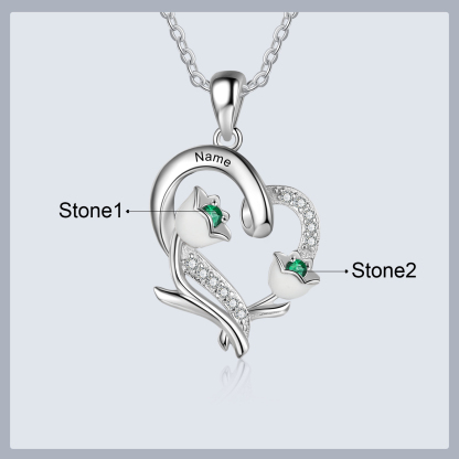 Personalised May Birthflower Necklace With Birthstones Custom 1 Name Necklace For Her-Jessemade AU