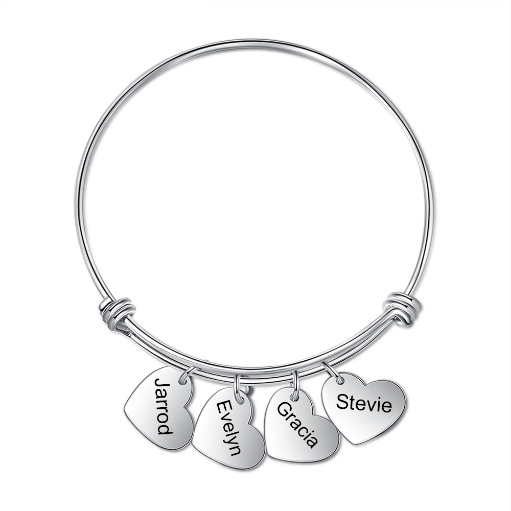 Jessemade Personalised 4 Names-Hearts Bracelet For Her-Jessemade AU