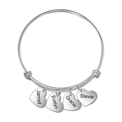 Jessemade Personalised 4 Names-Hearts Bracelet For Her-Jessemade AU