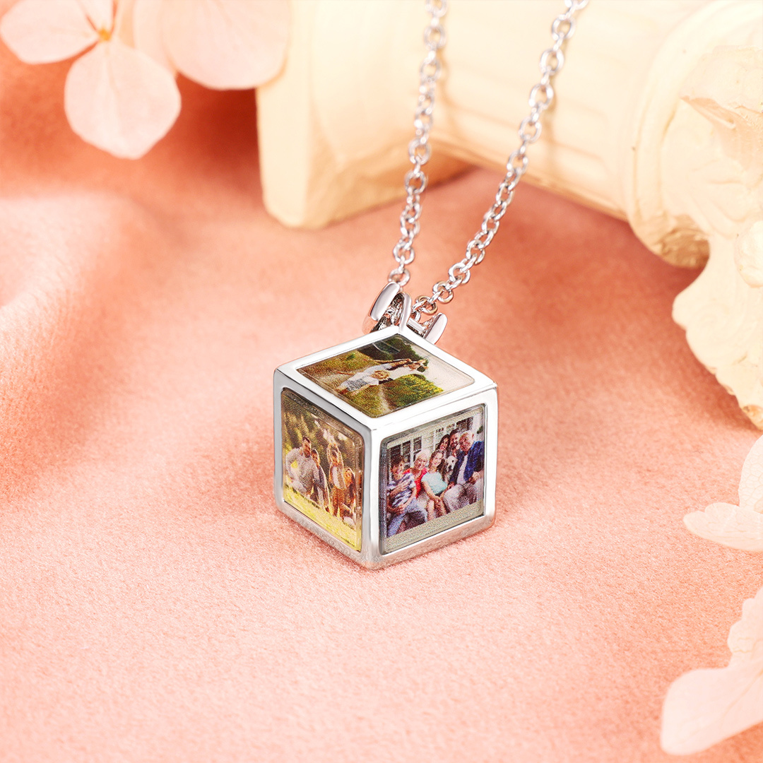 Family Photo Rubik's Cube Necklace Customised 6 Photos Necklace Gifts For Her-Jessemade AU
