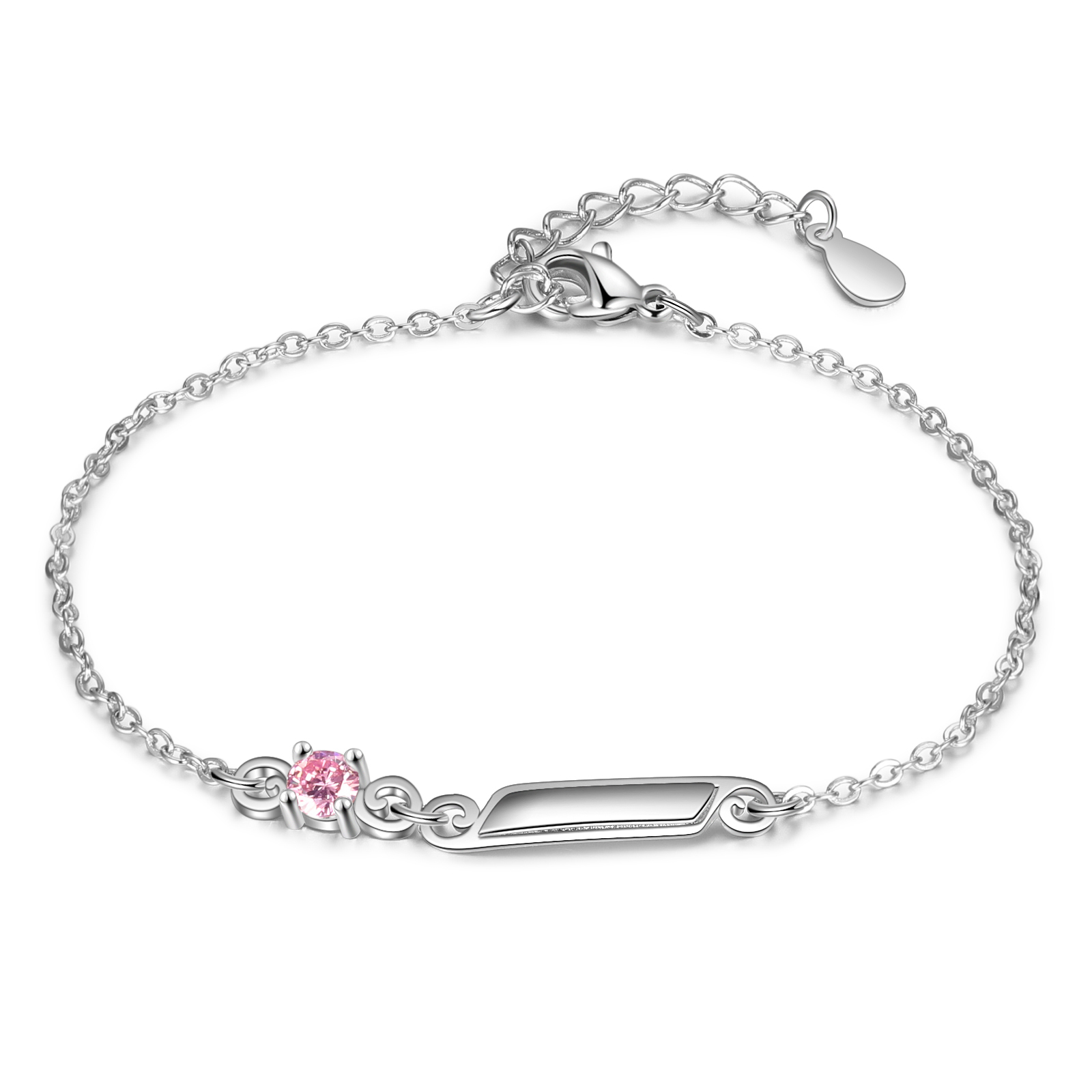 Personalised Family Name Bracelet With 1 Birthstones Engraved Names Gift For Her-Jessemade AU