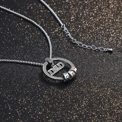 Dad Necklace Personalised Circle Men Necklace with Birthstones Engraved 4 Names Gifts For Father-Jessemade AU