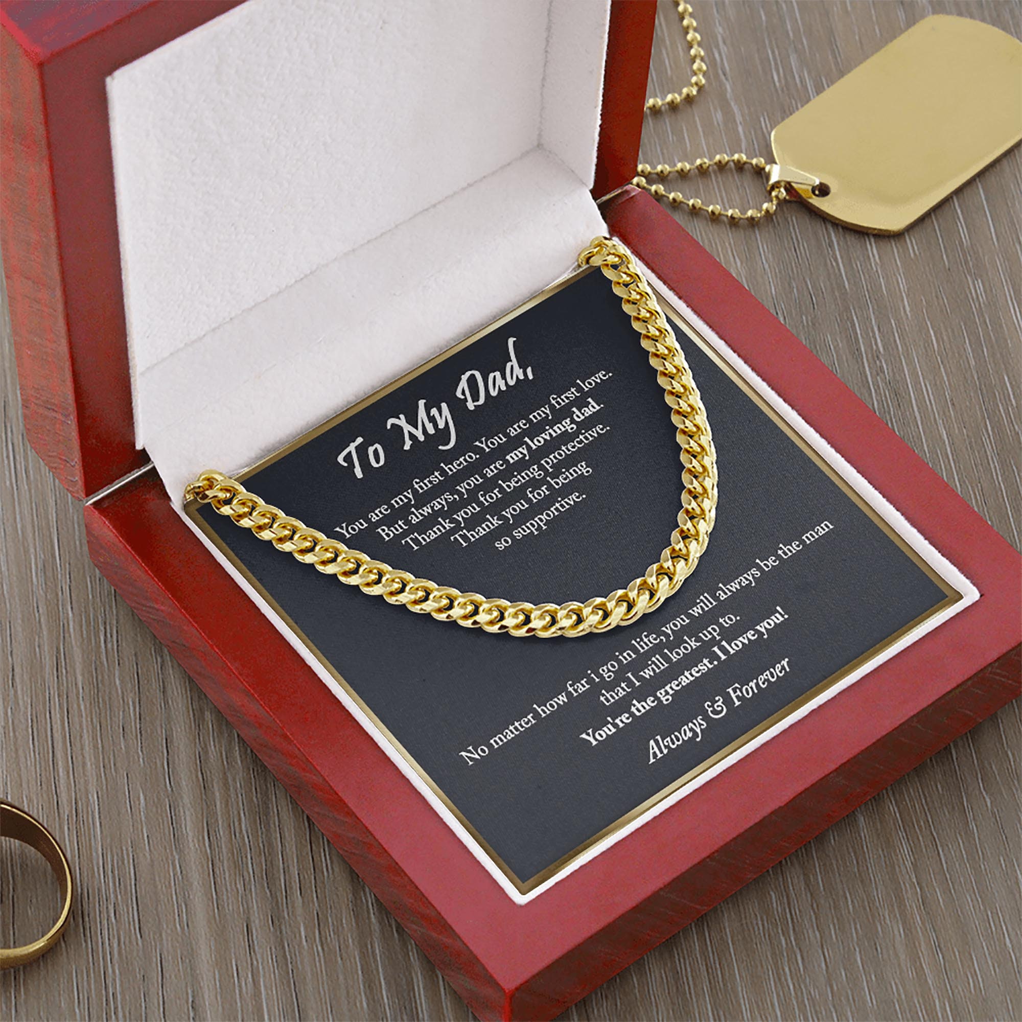 To My Dad Cuban Chain Necklace Stainless Steel Necklace Set Father's Day Gifts-Jessemade AU
