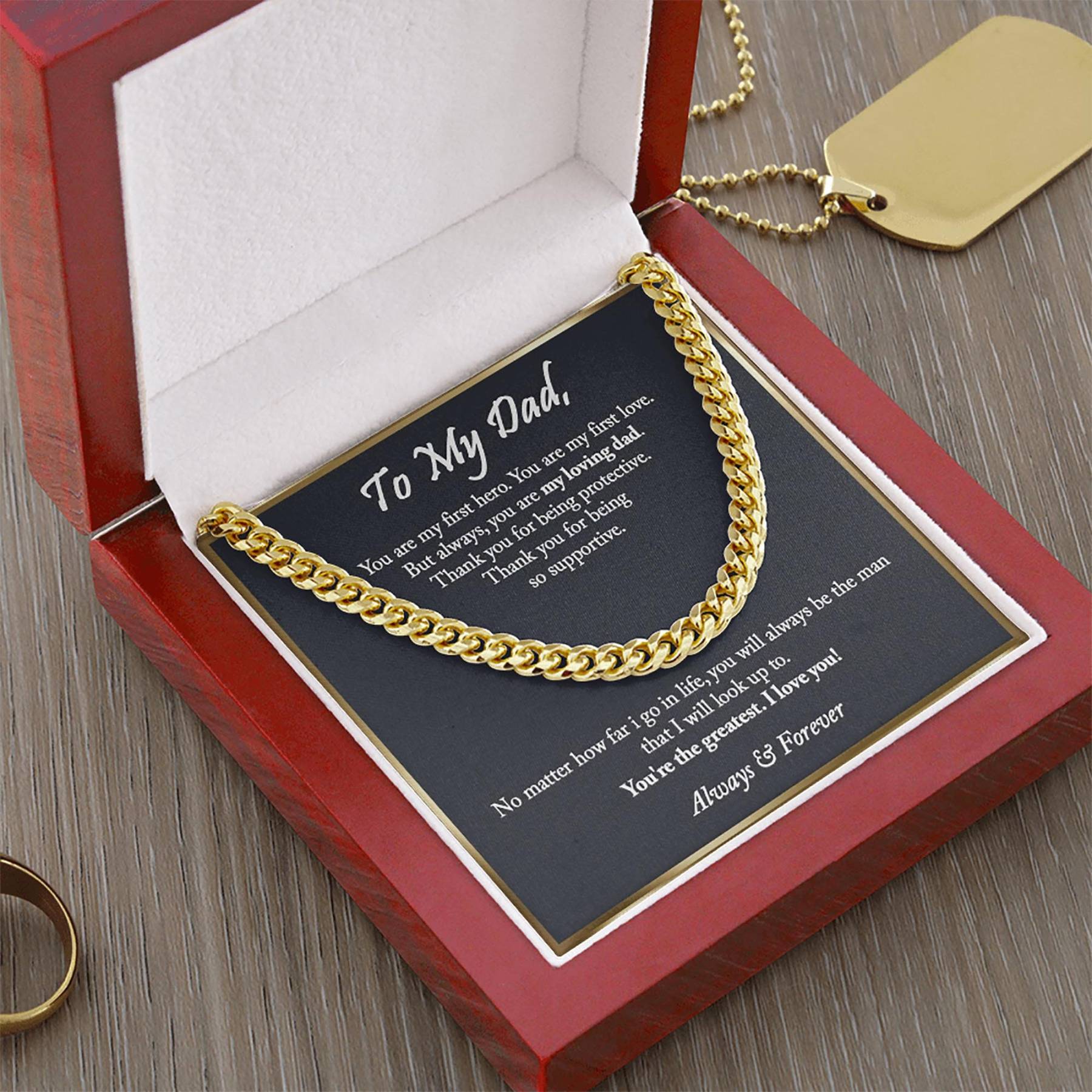 To My Dad Cuban Chain Necklace Stainless Steel Necklace Set Father's Day Gifts-Jessemade AU